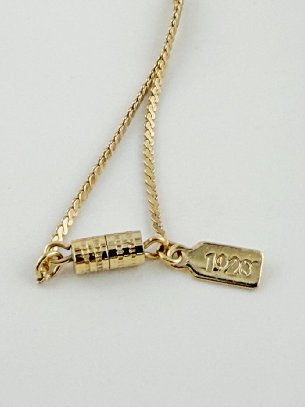 1928 Jewelry Co. Gold Tone Faux Pearl Oval Pendant Necklace - Grandmacore - Picture 5 of 8